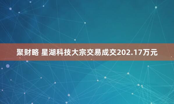 聚财略 星湖科技大宗交易成交202.17万元