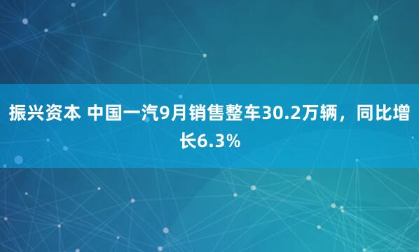振兴资本 中国一汽9月销售整车30.2万辆，同比增长6.3%